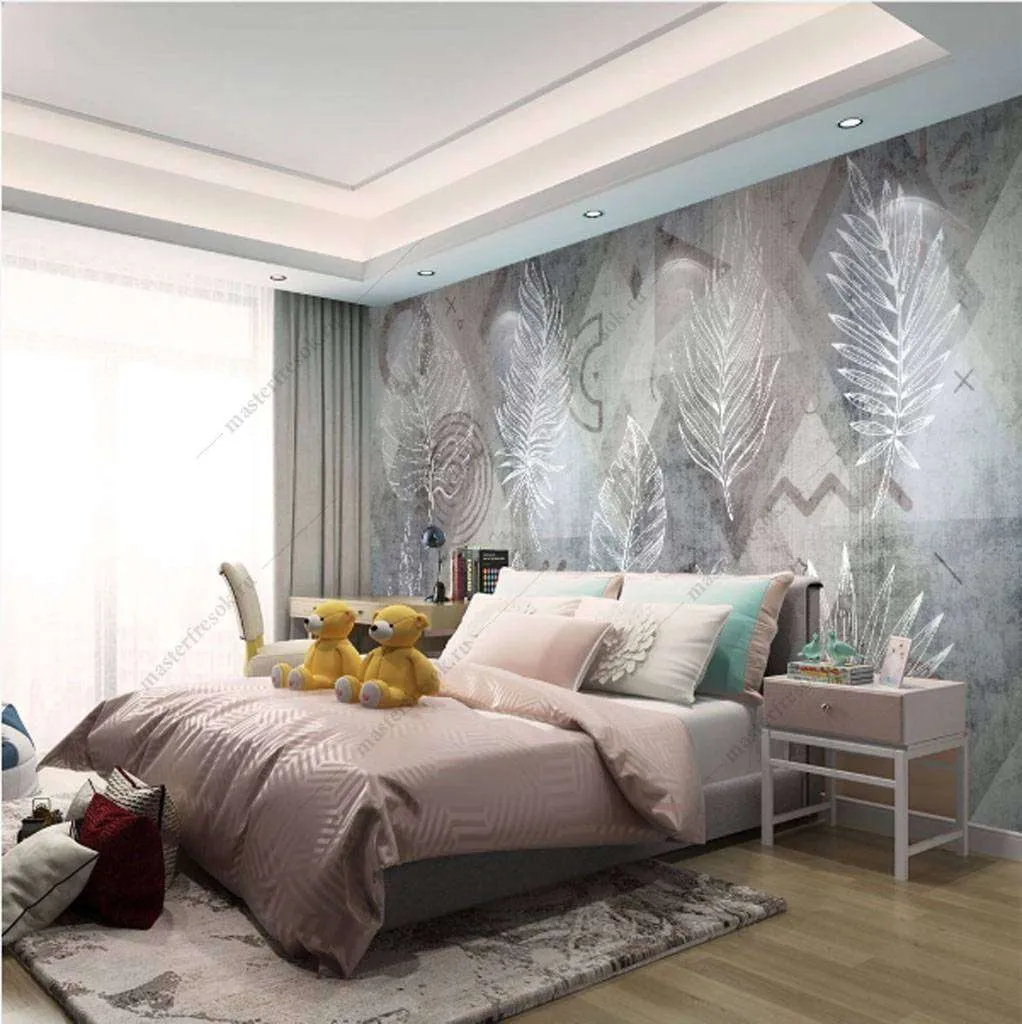 Фотообои в интерьере панно перышки  15-830 фото