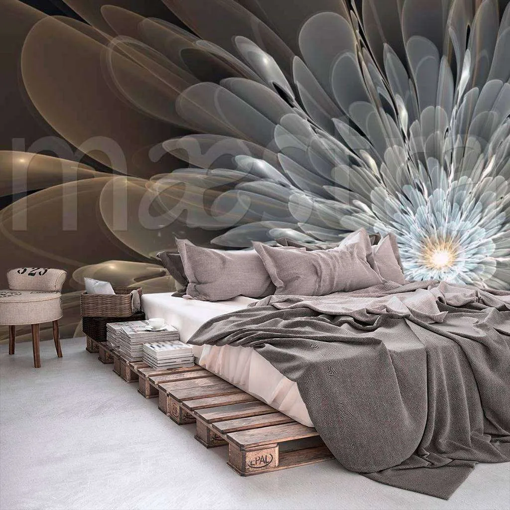 Фотообои в интерьере абстракция черный цветок  4-293 фото