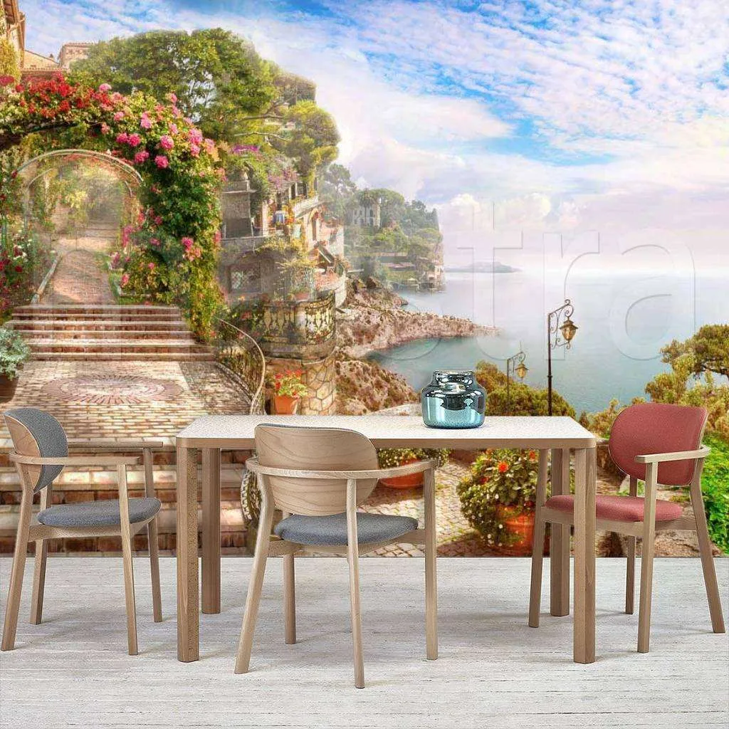 Фотообои в интерьере цветущая набережная  6-137 фото