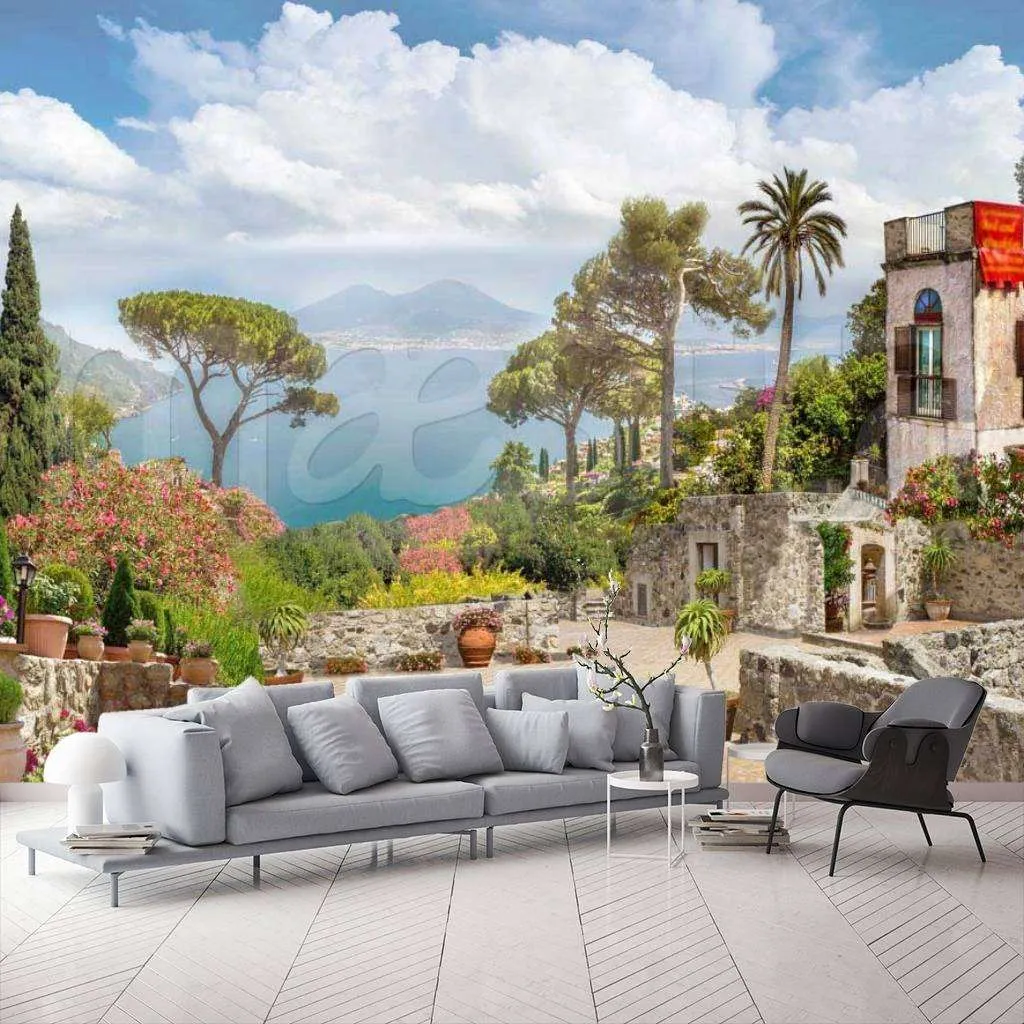 Фотообои в интерьере вид на террасу в горах  7-070 фото