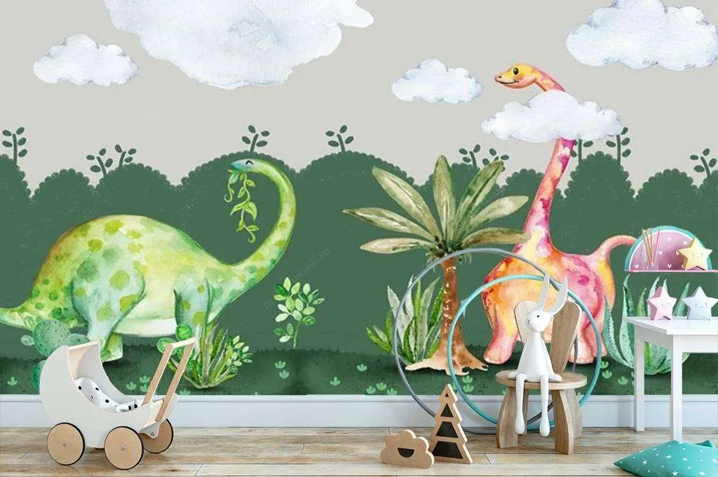 Фотообои в интерьере динозавры в облаках  15-635 фото