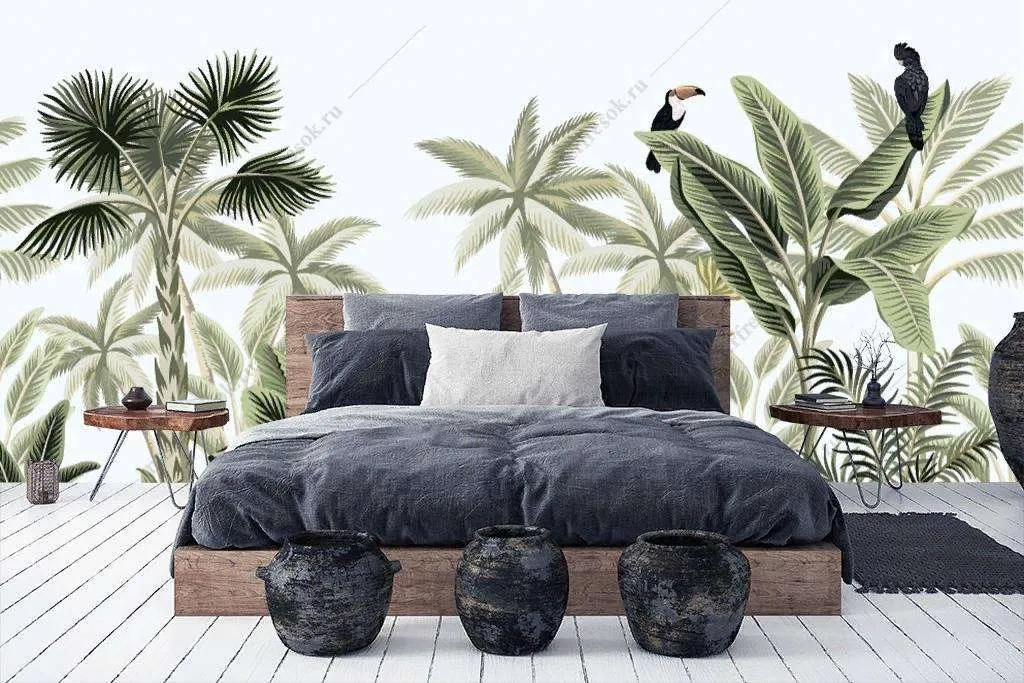 Фотообои в интерьере яркие тропики  12-650 фото