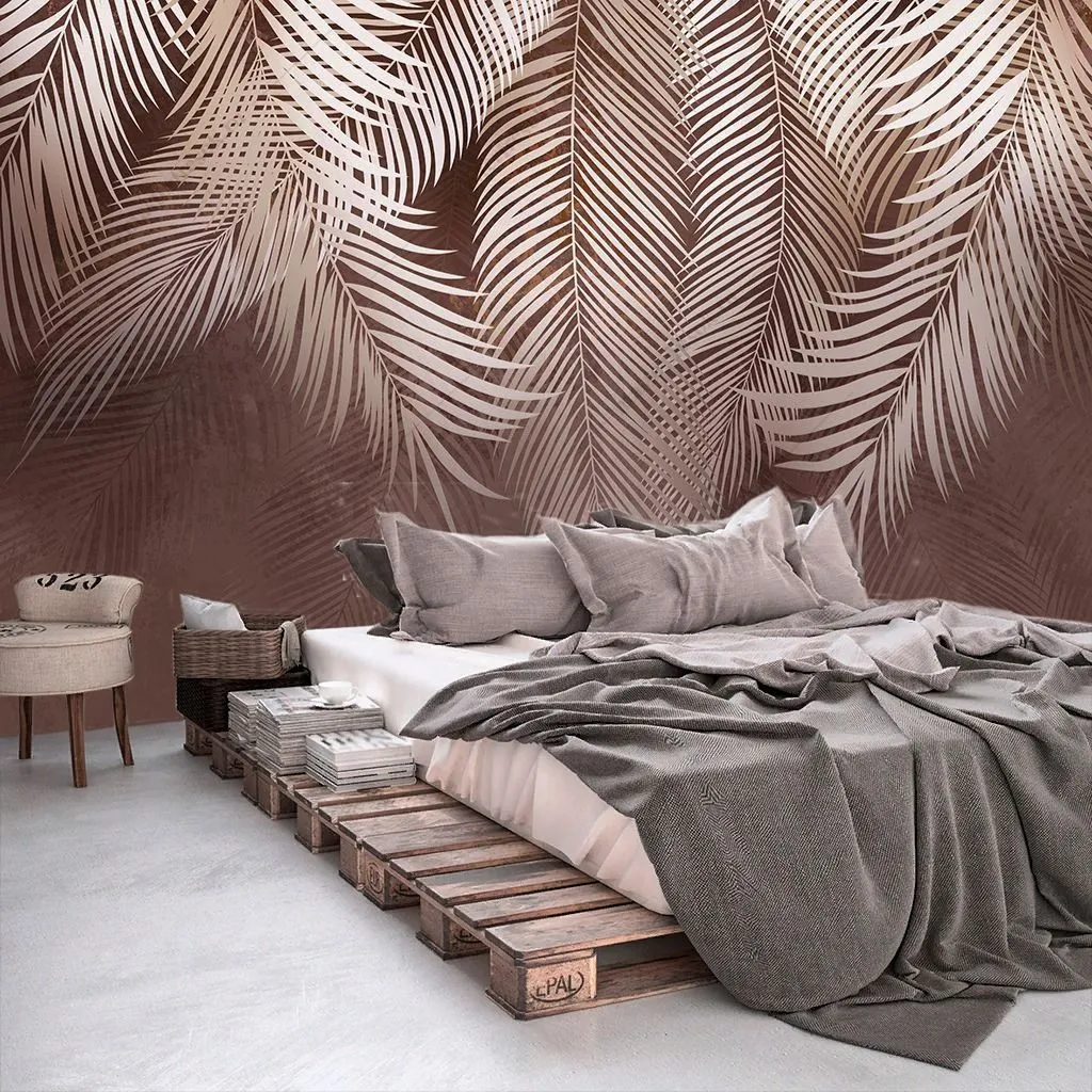 Фотообои в интерьере листья пальмы яркие  9-1768 фото