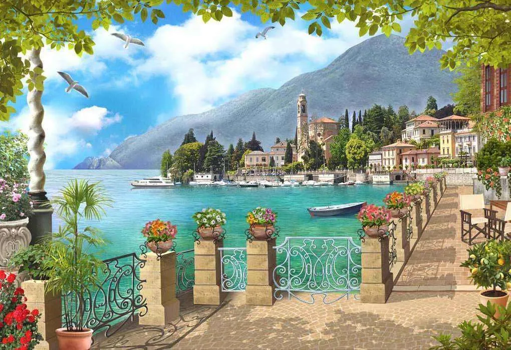 Фотообои в интерьере набережная в италии  17-0083 фото