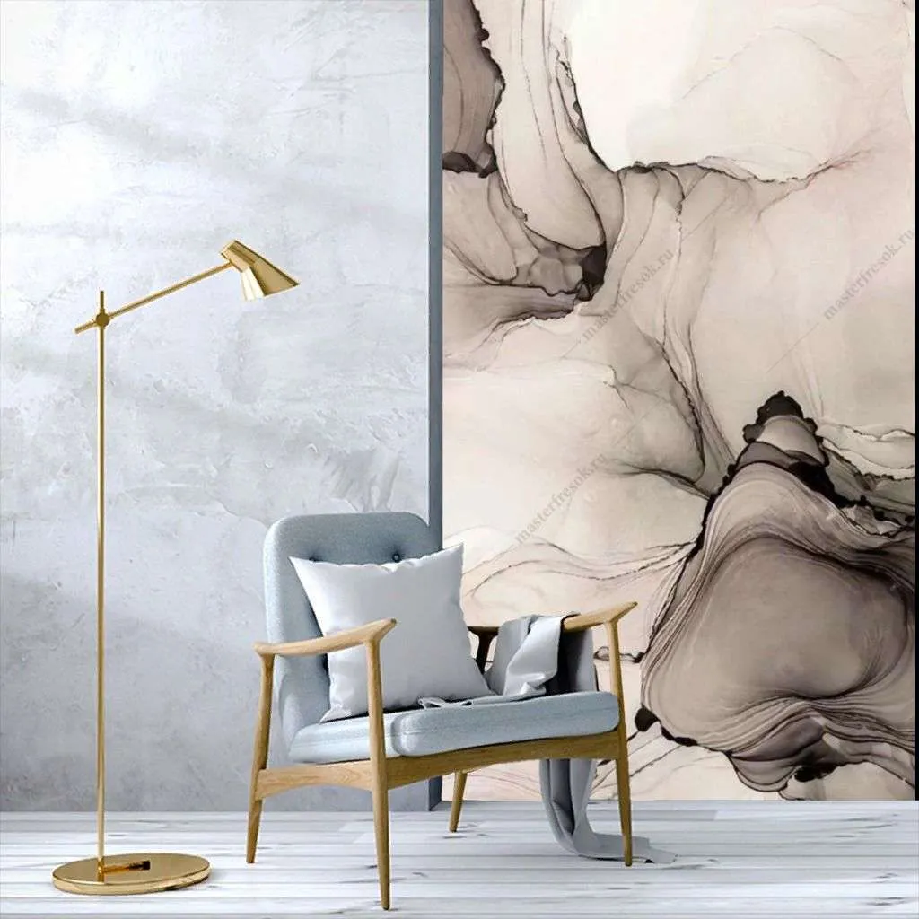 Фотообои в интерьере черно-белые чернила  9-1410 фото