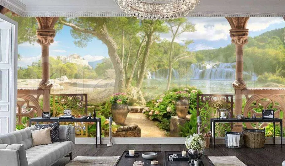 Фотообои Античная беседка у водопада  5-057