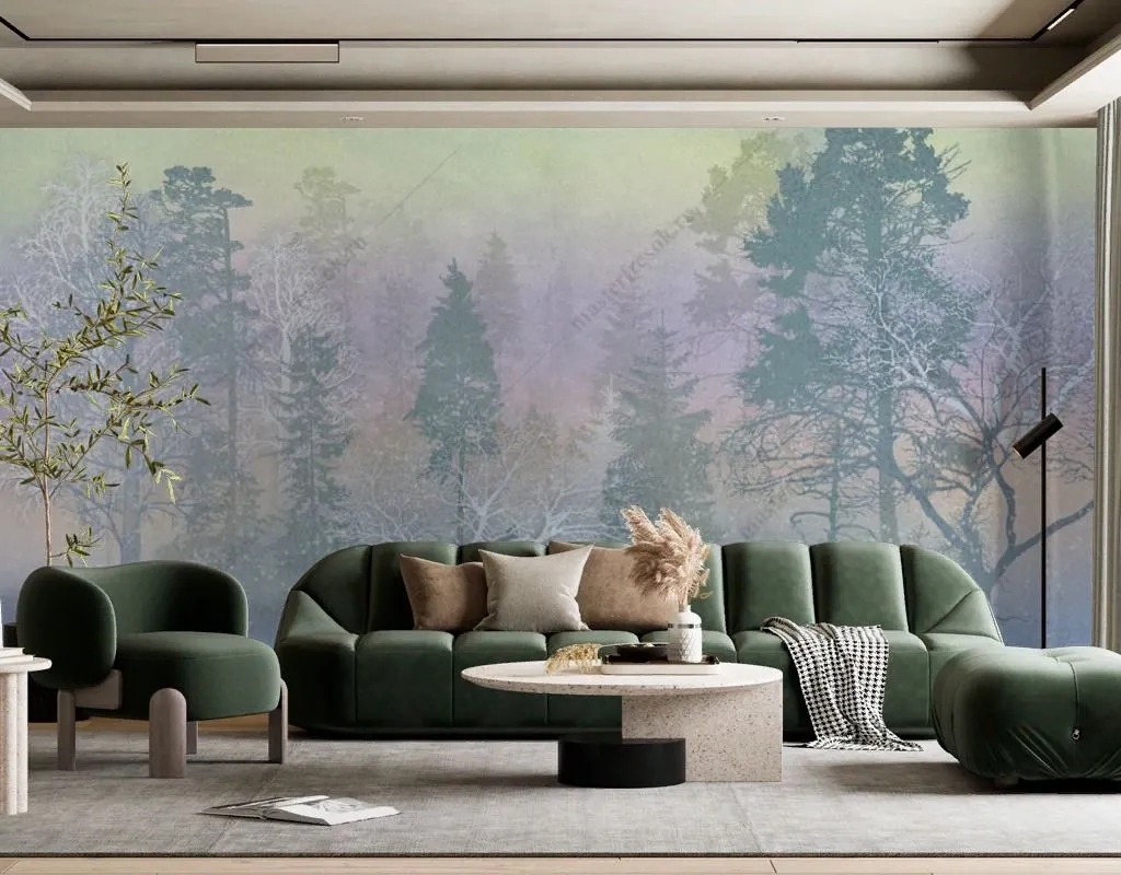 Фотообои в интерьере сияние в лесу  13-485 фото