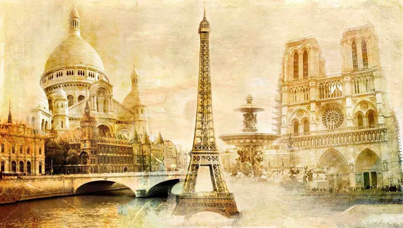 Фотообои в интерьере коллаж париж  11-032 фото