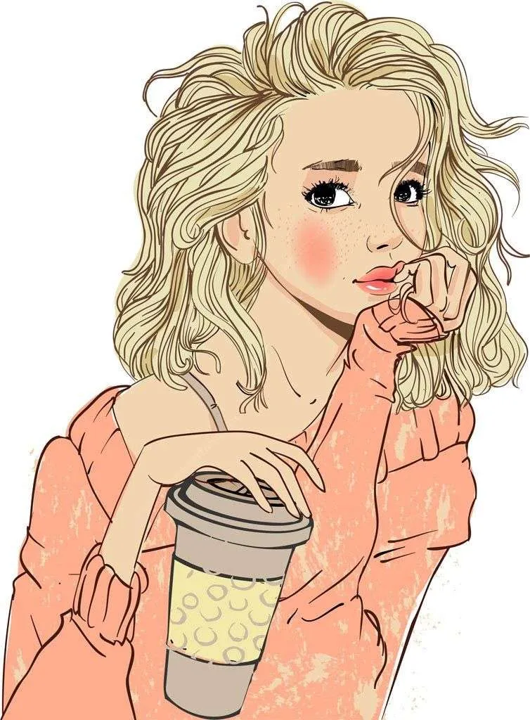 Фотообои в интерьере девочка с кофе  12-645 фото