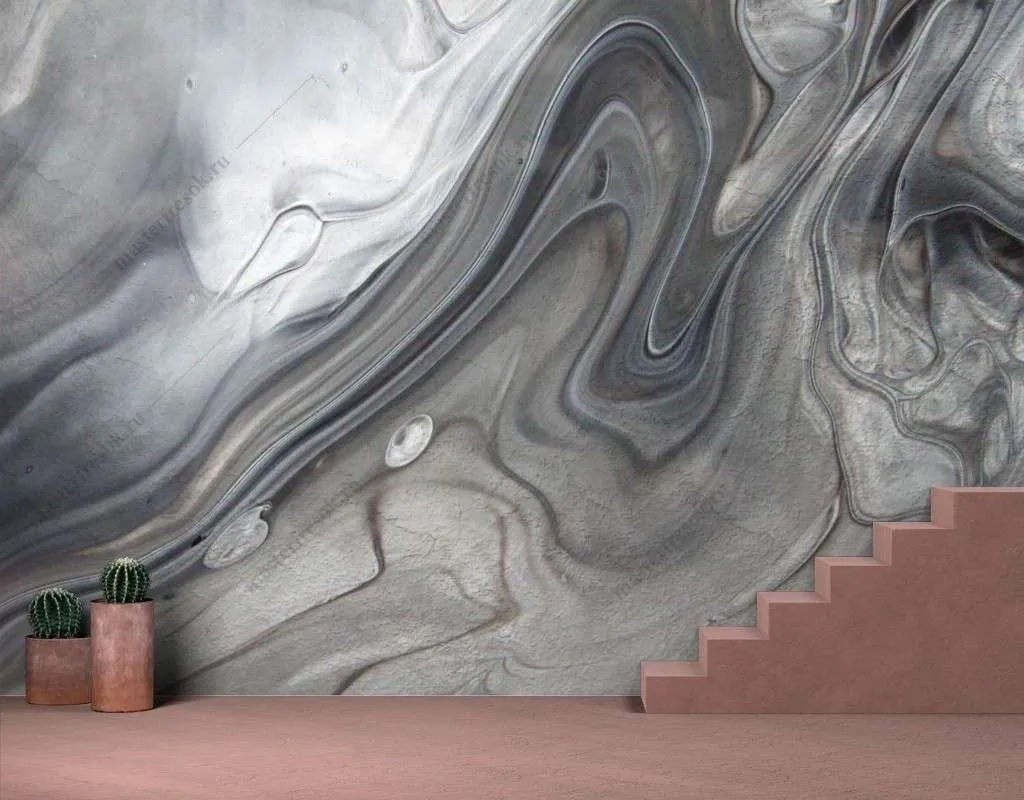 Фотообои в интерьере серый флюид арт  9-1535 фото
