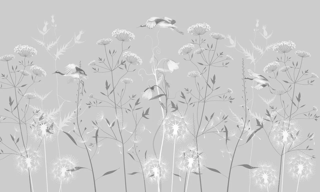 Фотообои в интерьере полевые цветы светлые  13-691 фото