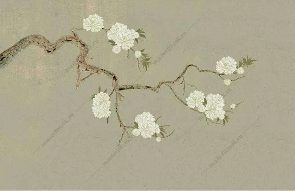 Фотообои в интерьере японские гравюры сакура  15-873 фото