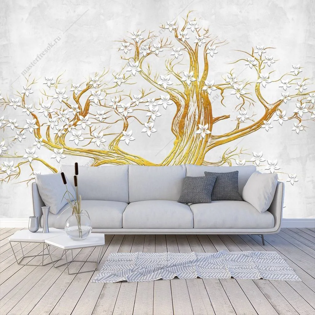 Фотообои в интерьере дерево силуэт  10-671 фото