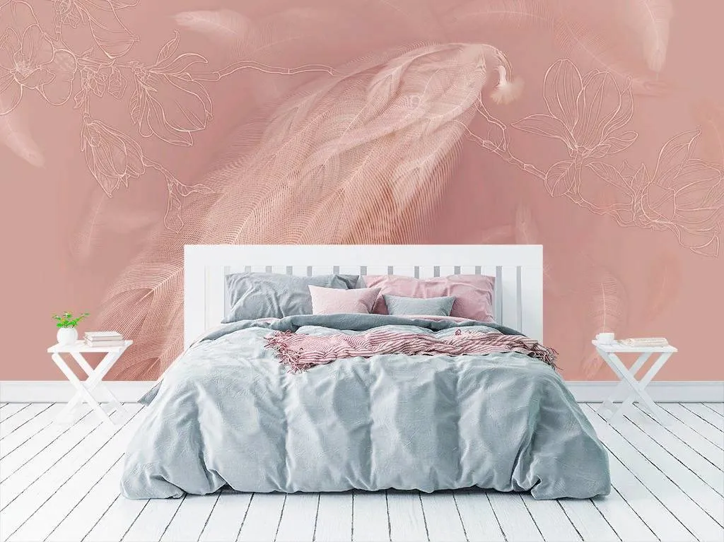 Фотообои в интерьере перья жар-птицы  13-264 фото