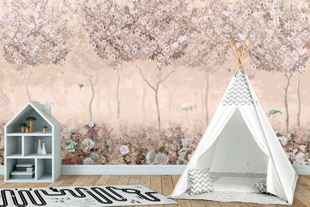 Фотообои Фламинго в сказочном лесу  13-125