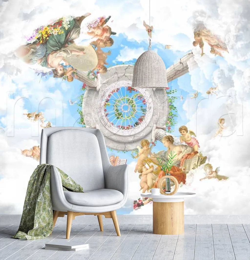 Фотообои Потолочный сюжет с ангелами  11-142