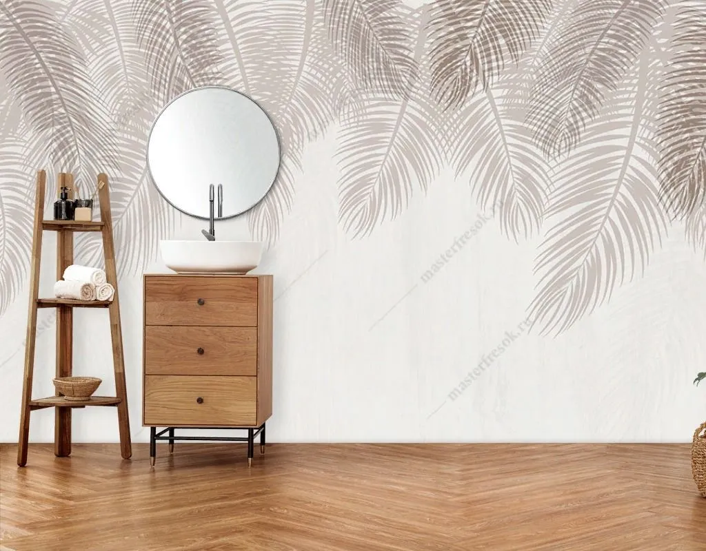 Фотообои Листья сверху бежевые  9-1756