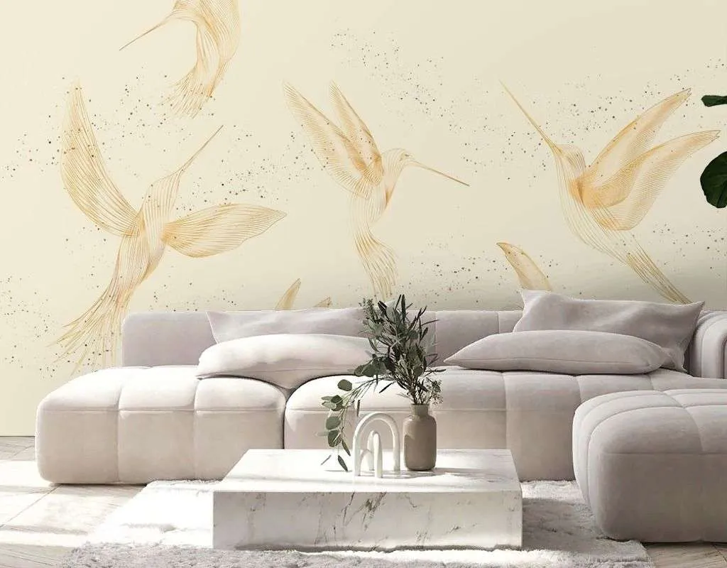 Фотообои в интерьере калибри на бежевом фоне  9-2107 фото