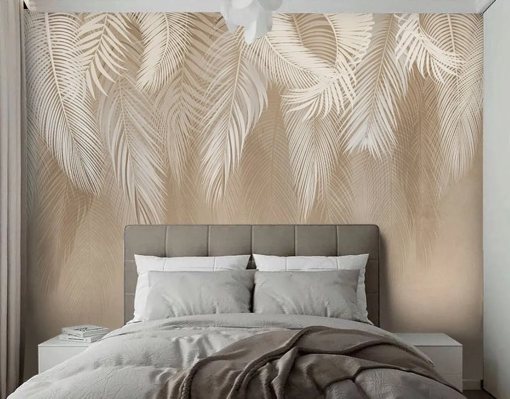 Фотообои в интерьере ветви пушистые бежевые  9-2115 фото