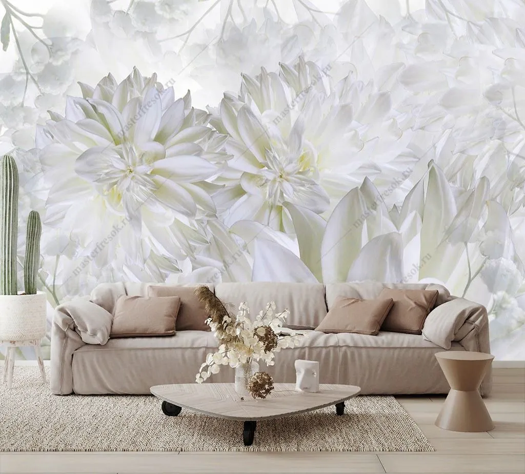 Фотообои в интерьере голубой бутон  9-1448 фото