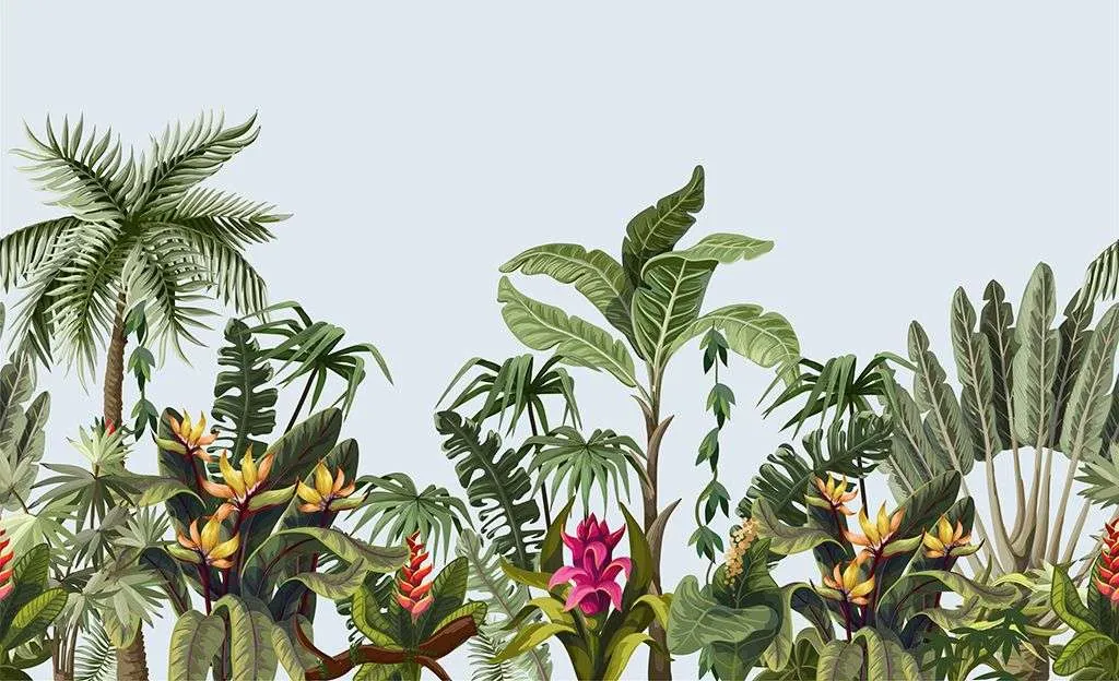 Фотообои в интерьере цветы в тропиках  12-1394 фото