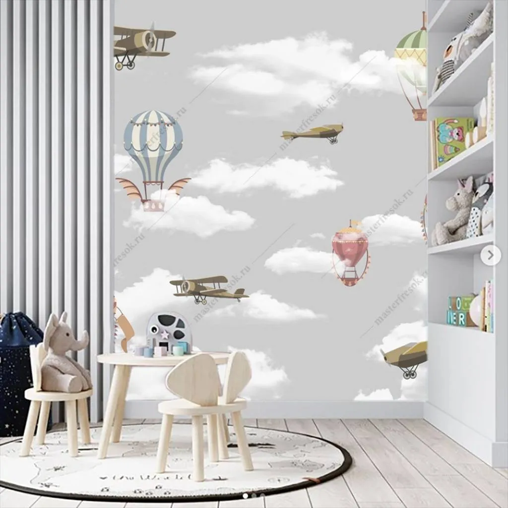 Фотообои Воздушный шар и самолет  12-933