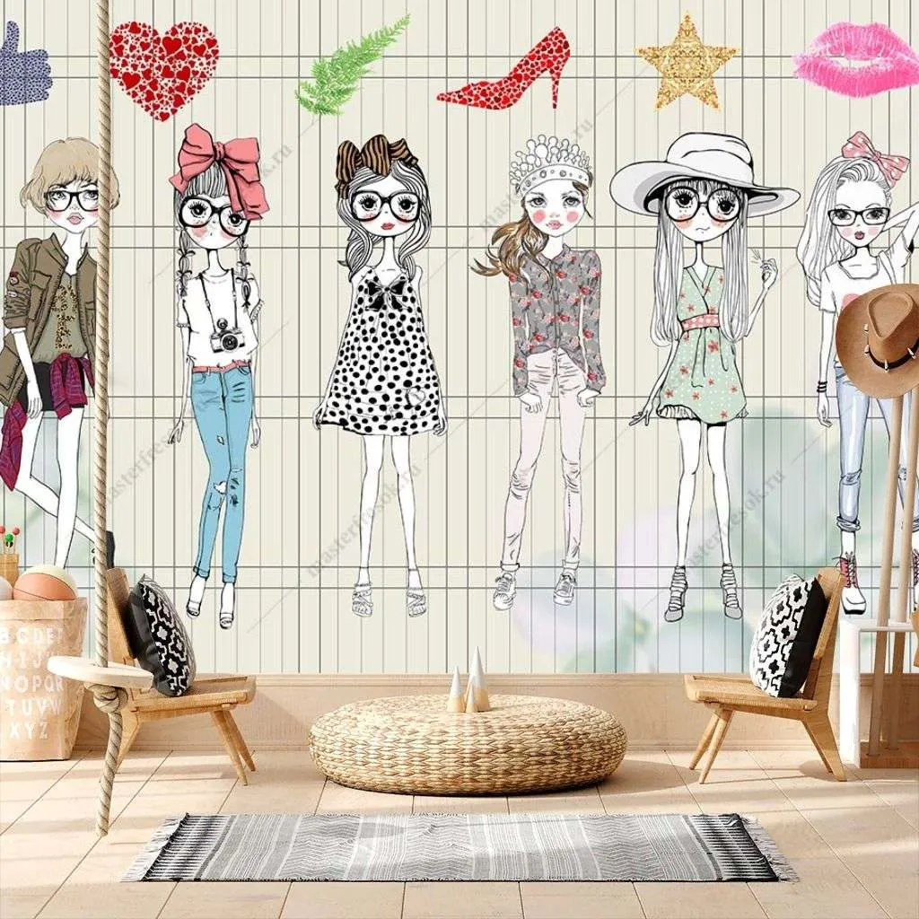 Фотообои в интерьере девочки в мультяшном стиле  12-1292 фото