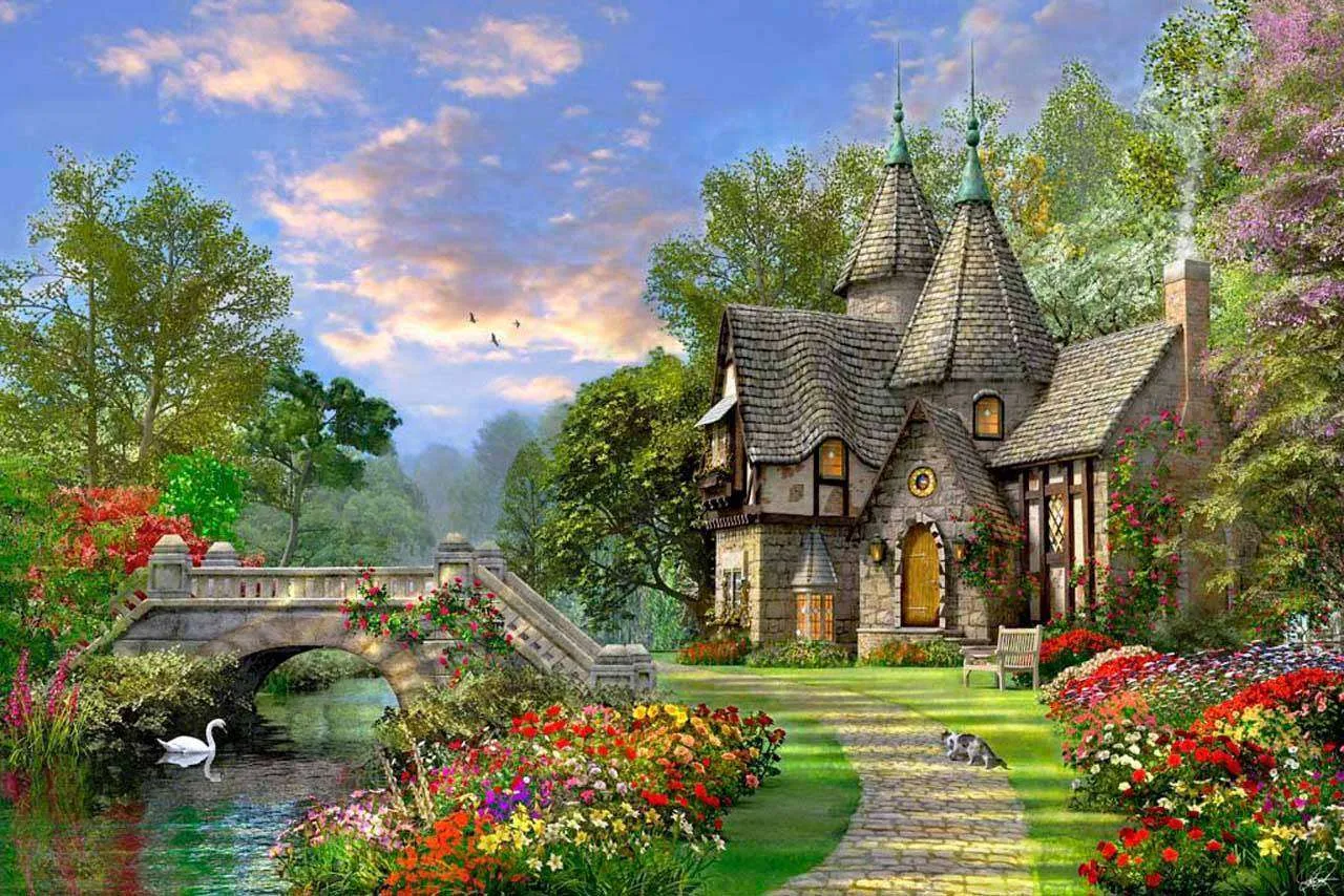 Фотообои в интерьере дом с озером  8-133 фото