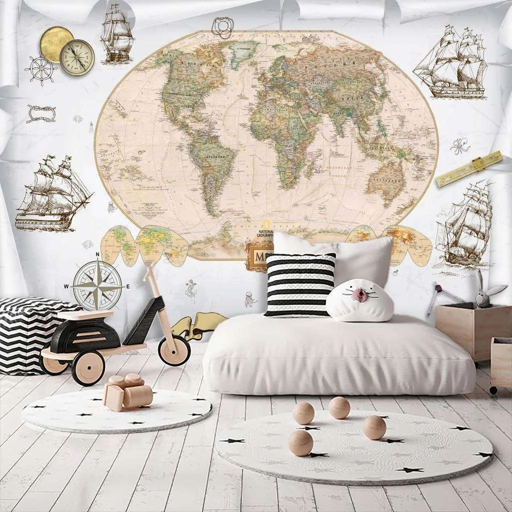 Фотообои Бесшовные обои на стену:  Карта мира. Артикул: 12-625  