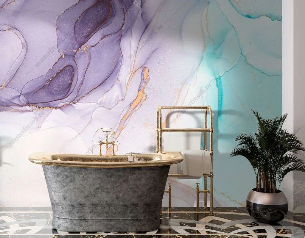 Фотообои в интерьере акварельный фон разводы  9-1515 фото