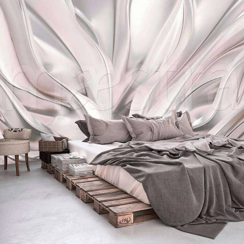 Фотообои в интерьере абстракция в серебряных тонах  9-154 фото