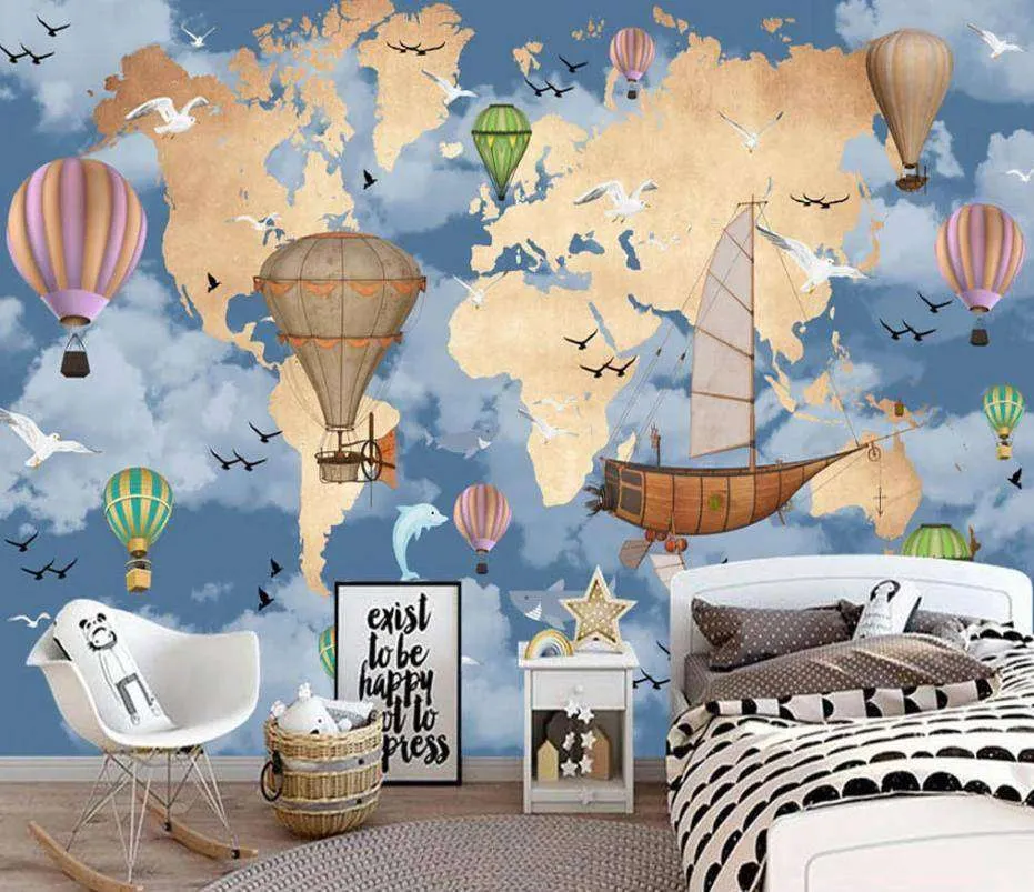 Фотообои в интерьере карта без названий с кораблями  15-289 фото