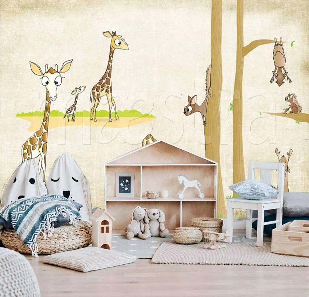 Фотообои в интерьере жирафы детские  15-135 фото