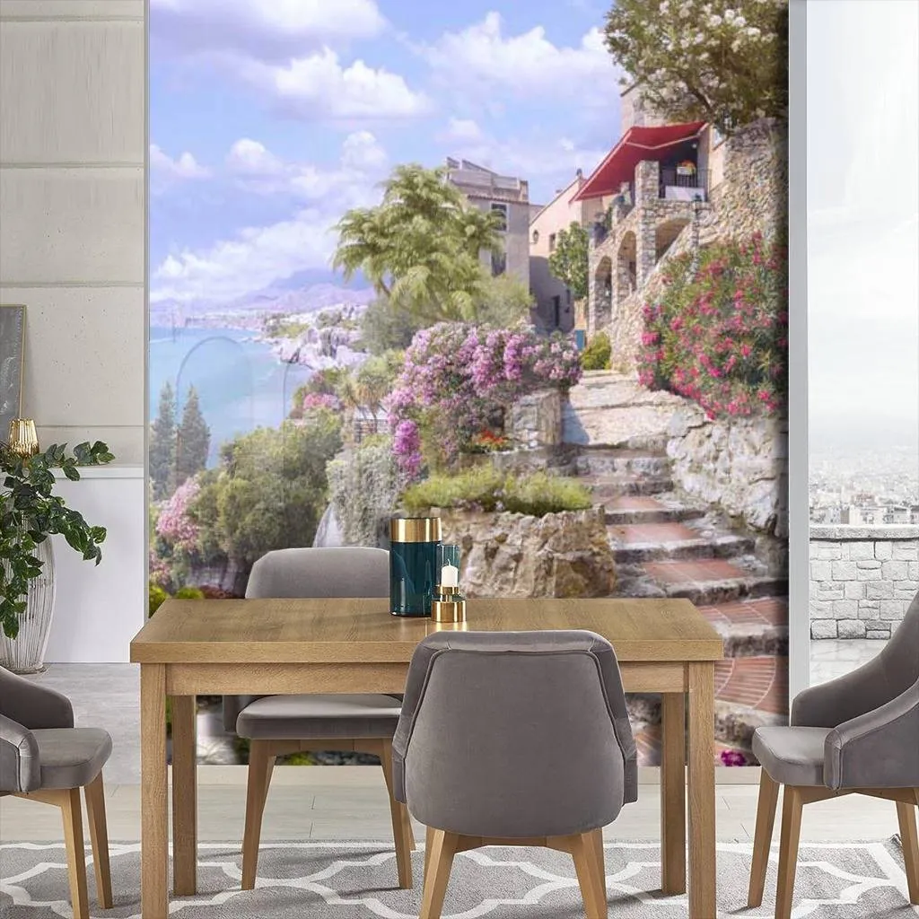 Фотообои в интерьере улочка и дворик в горах  7-207 фото