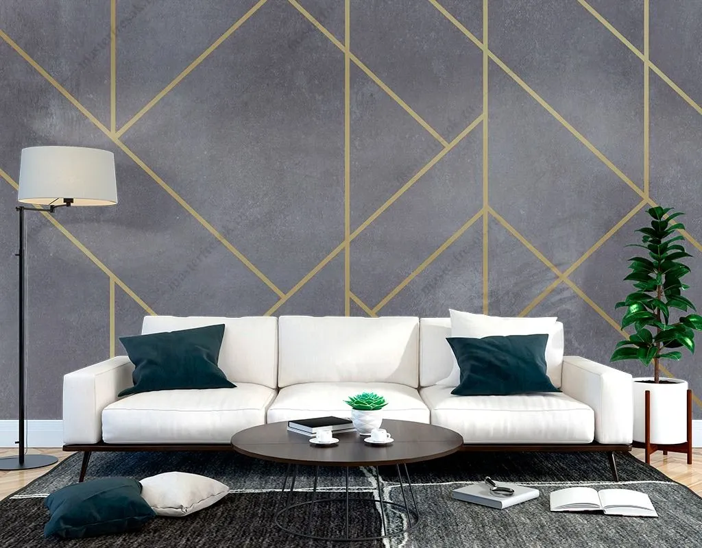 Фотообои в интерьере геометрия на бетоне  9-1609 фото