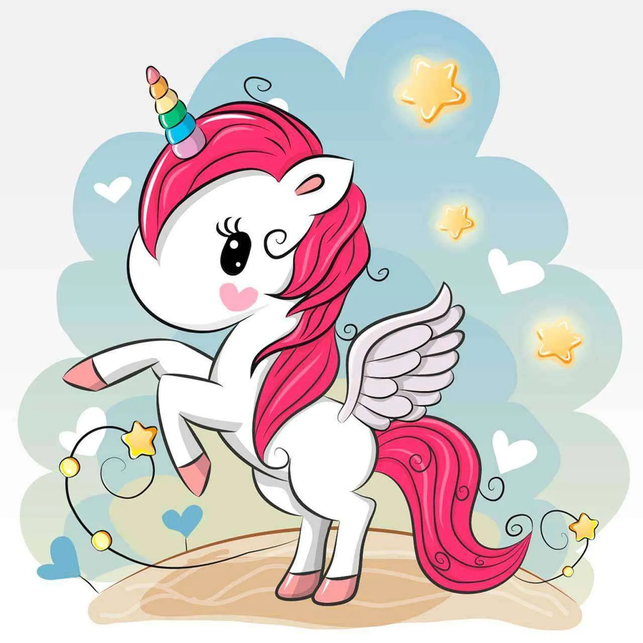 Фотообои в интерьере единорог и сердечки  12-595 фото