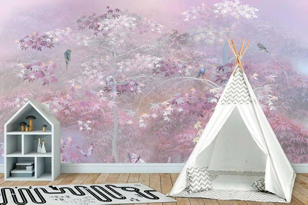 Фотообои Бесшовные обои на стену:  Розовый лес. Артикул: 13-044  