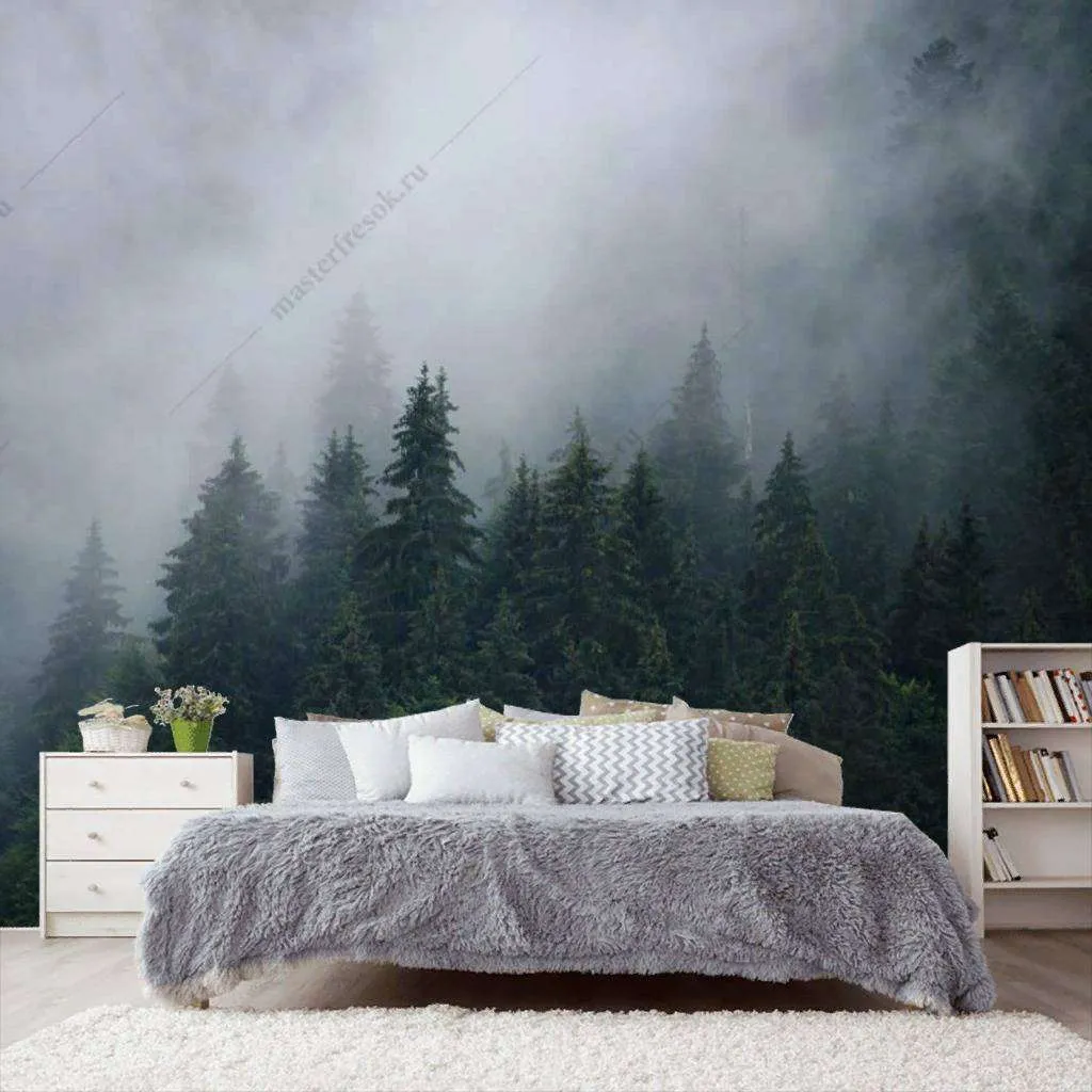 Фотообои в интерьере туманные леса  9-1172 фото