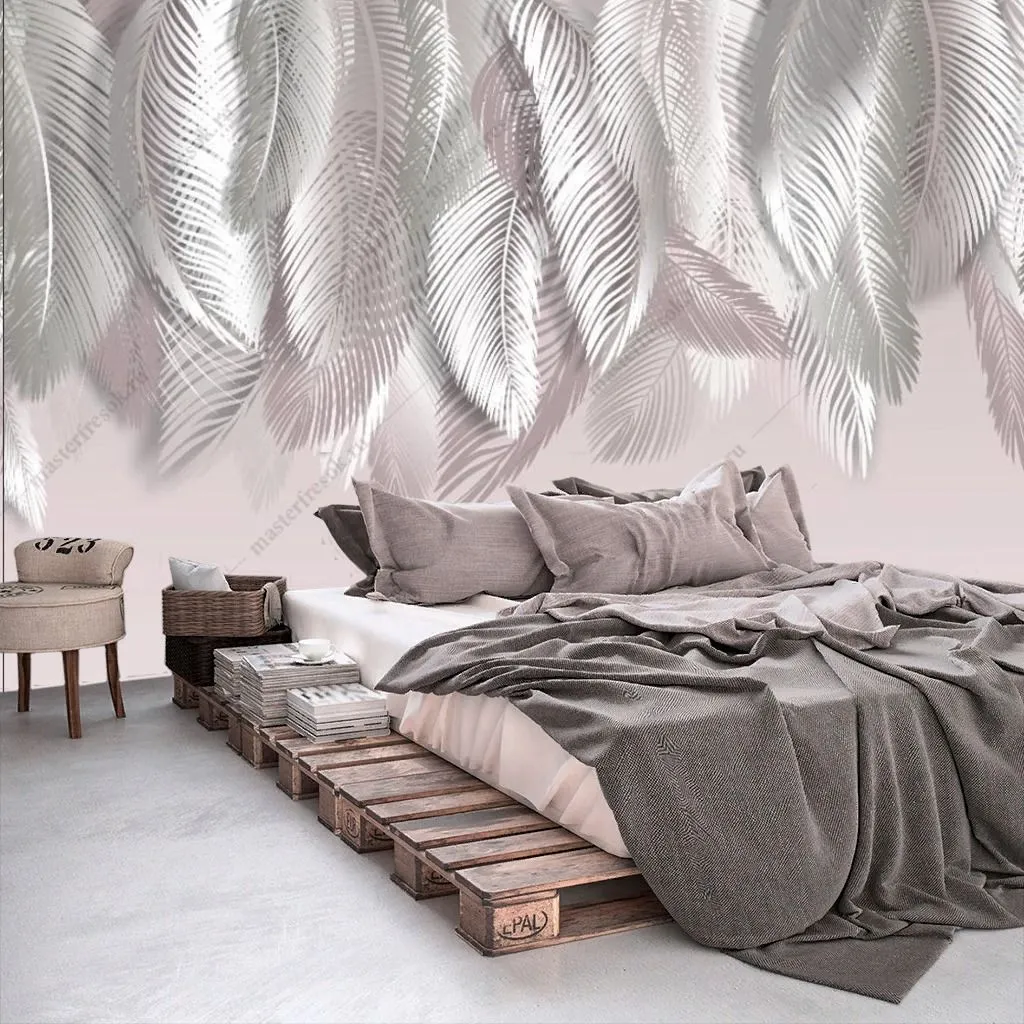 Фотообои в интерьере листья жемчужные  9-1802 фото