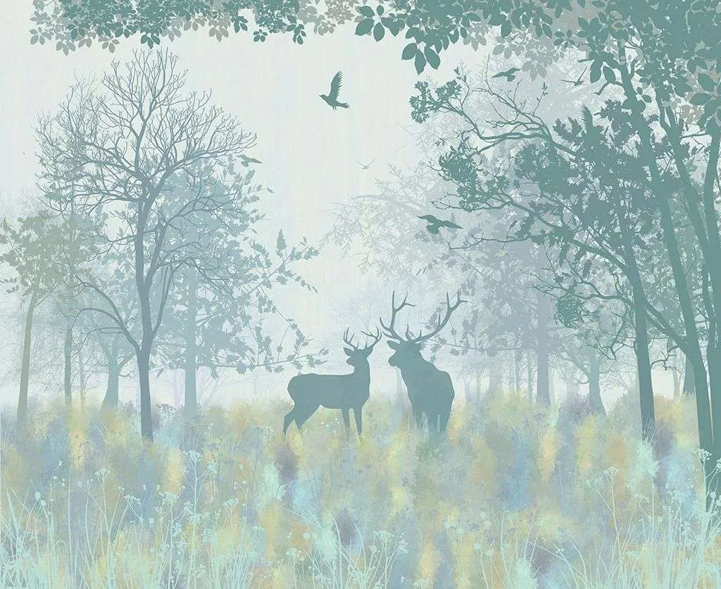 Фотообои в интерьере лес в зеленых оттенках  12-1475 фото