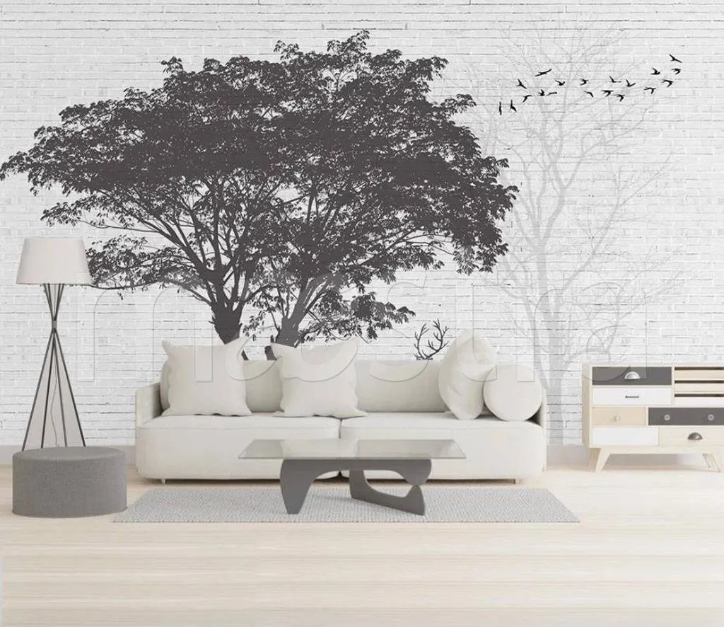 Фотообои Дерево черно белое  15-486
