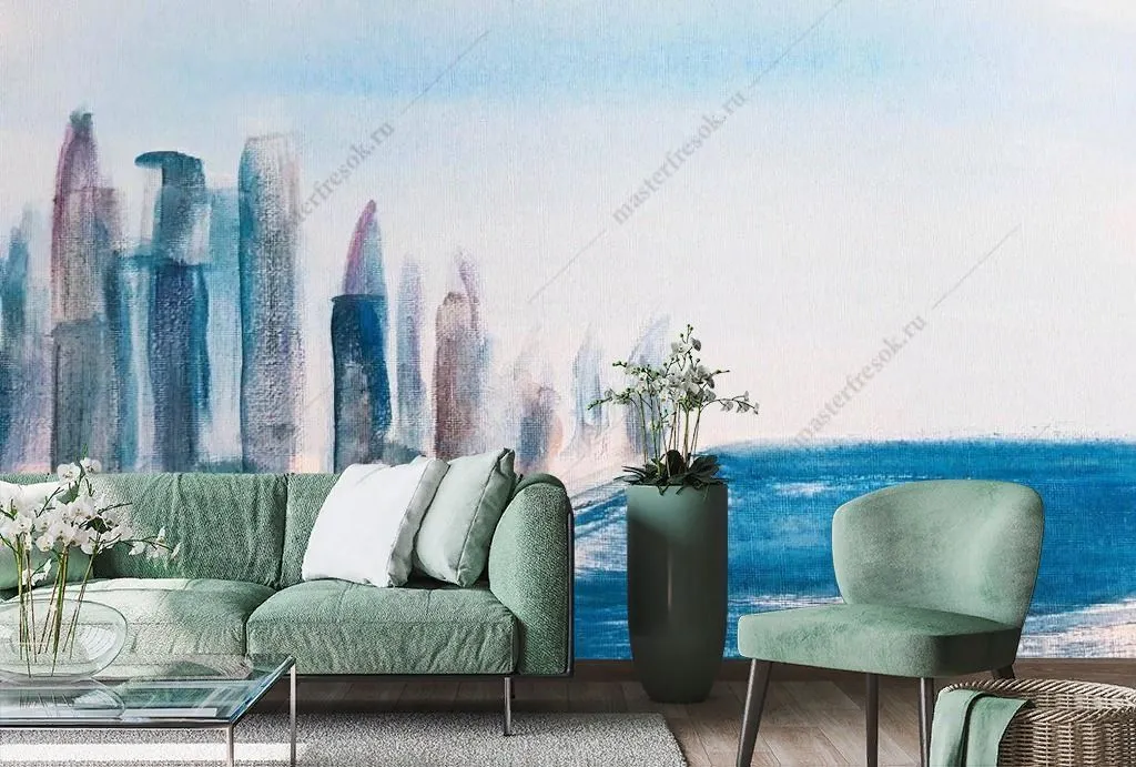 Фотообои Голубой город на берегу  9-1330