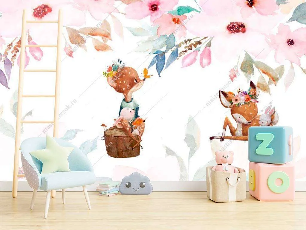 Фотообои в интерьере оленята  14-017 фото