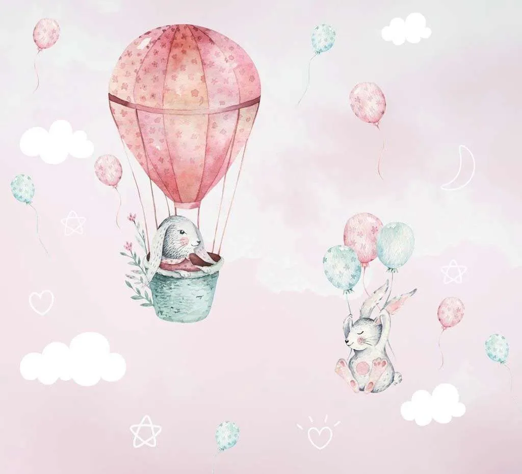 Фотообои в интерьере зайки на шариках  12-822 фото