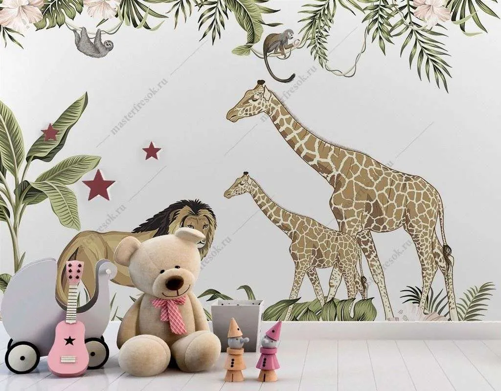 Фотообои в интерьере два жирафа  14-414 фото