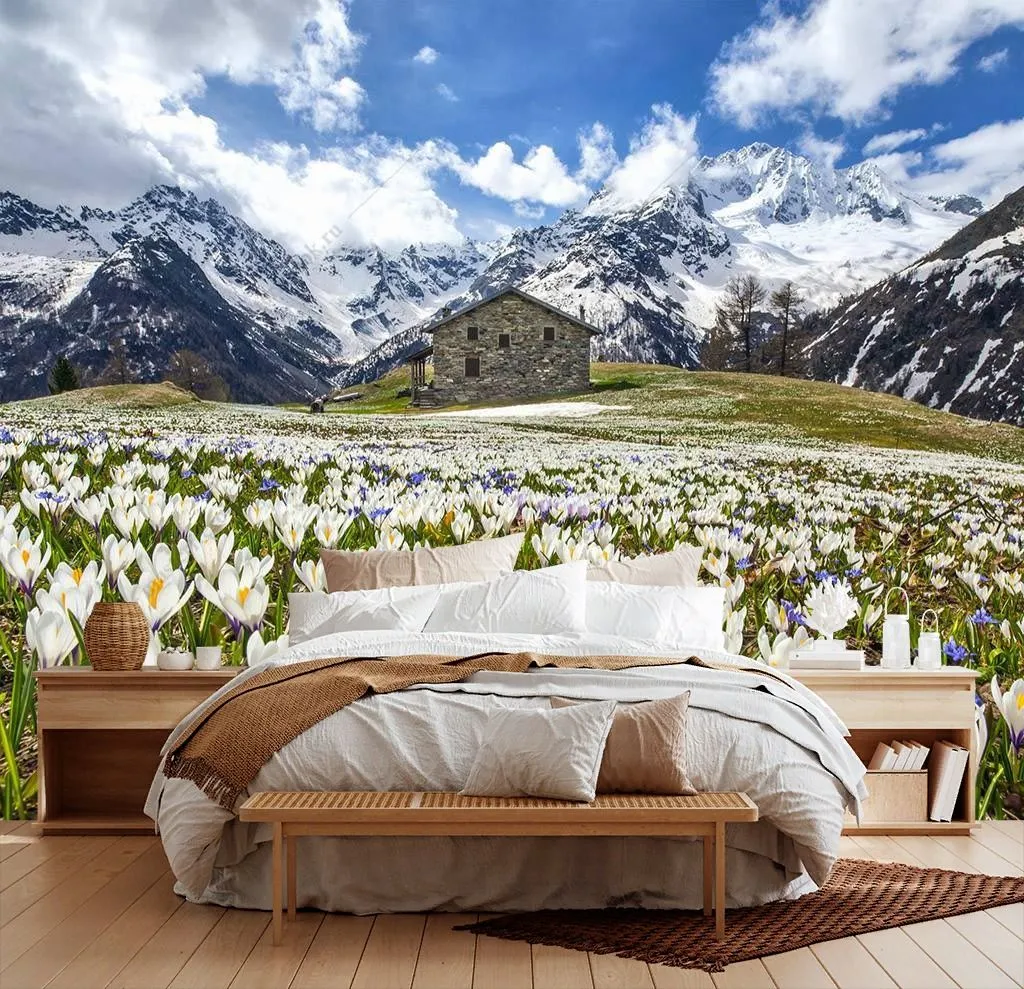 Фотообои в интерьере альпийский луг  9-1678 фото