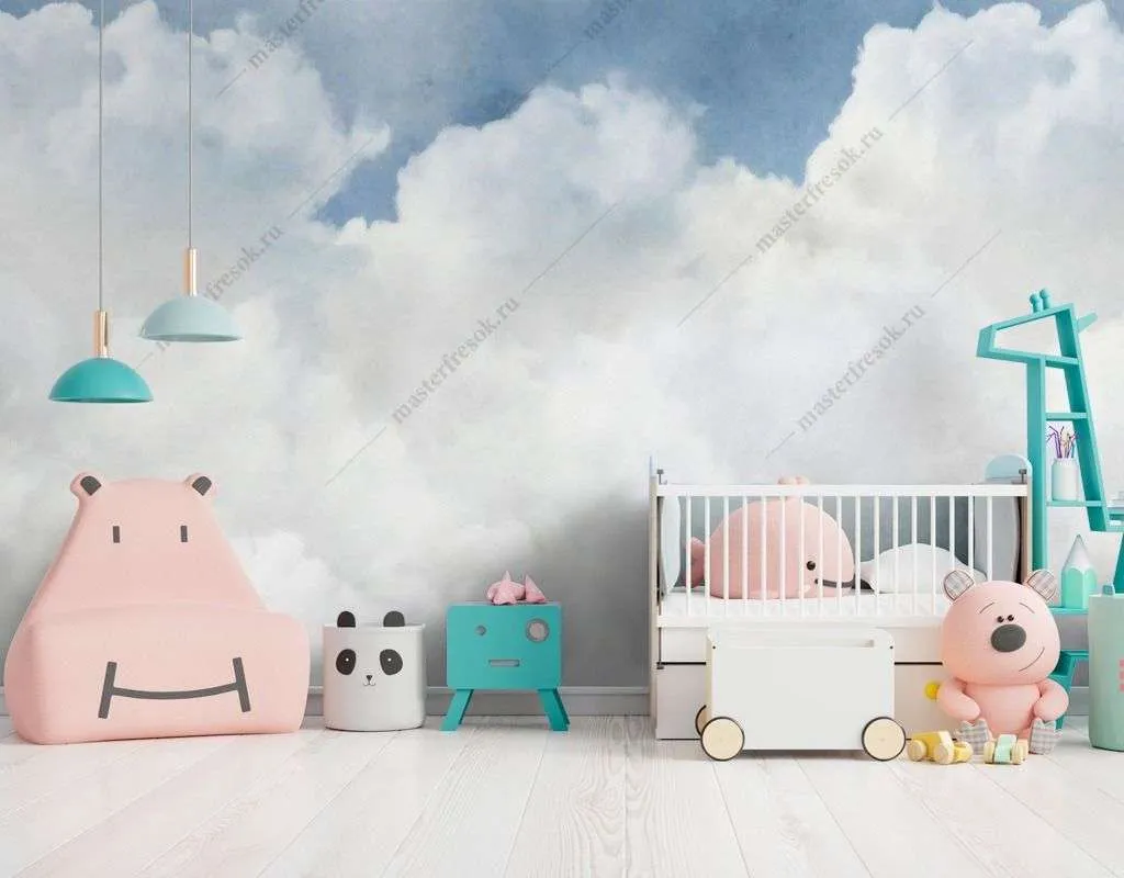 Фотообои в интерьере белоснежные облака  9-1604 фото