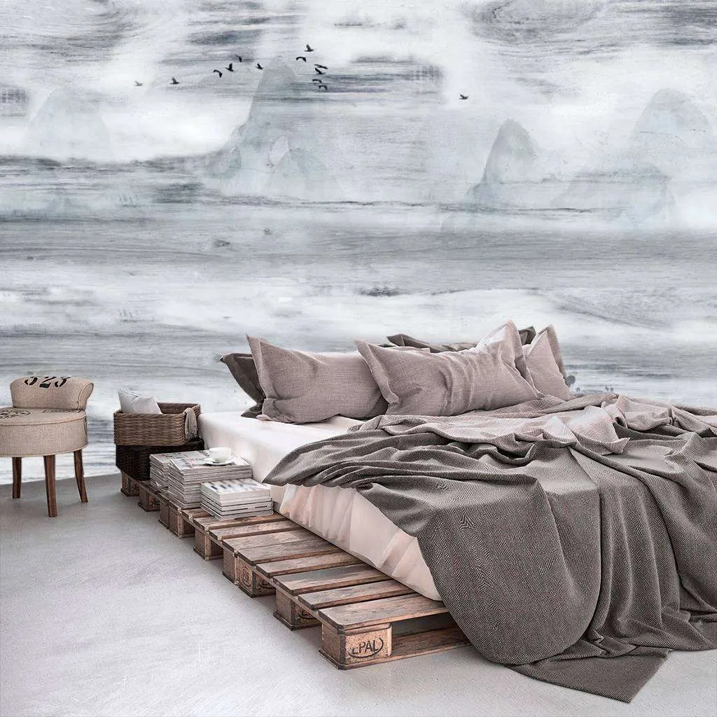 Фотообои в интерьере черно-белые горы  15-678 фото