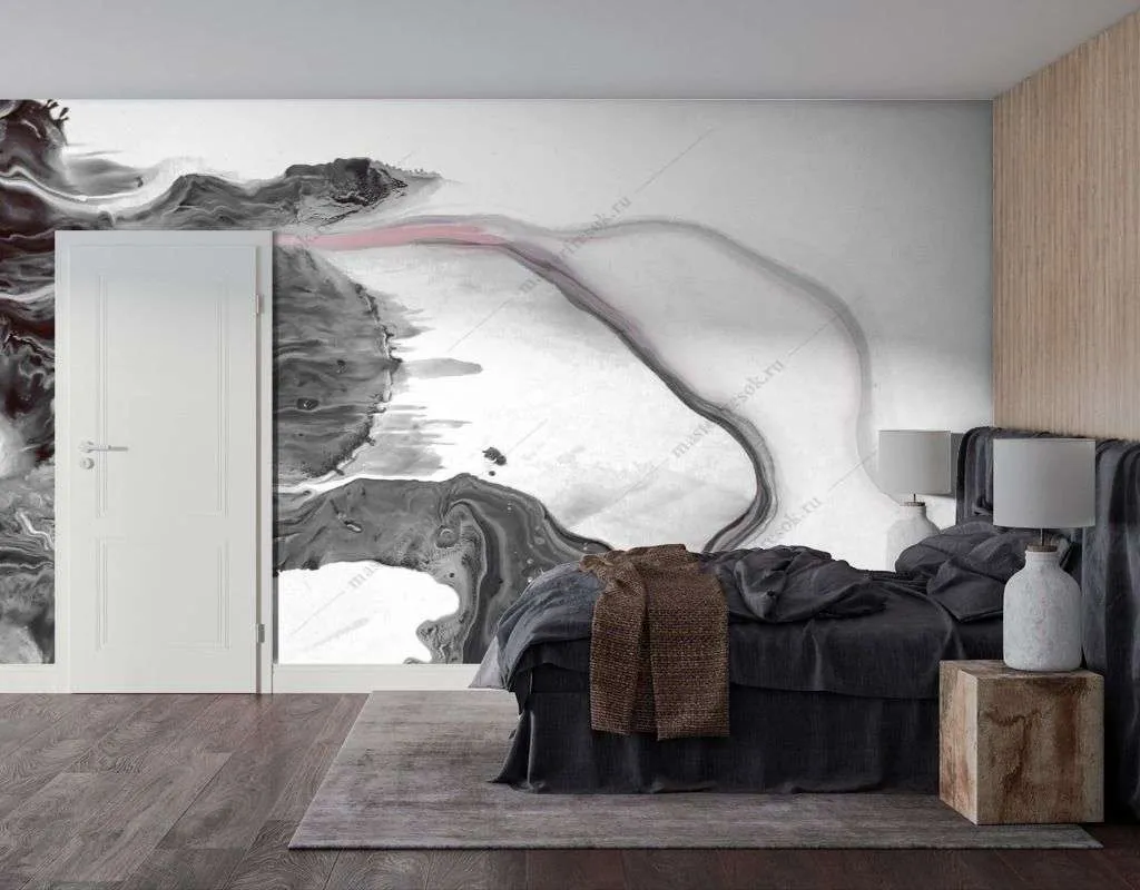 Фотообои в интерьере серые штрихи  9-1350 фото