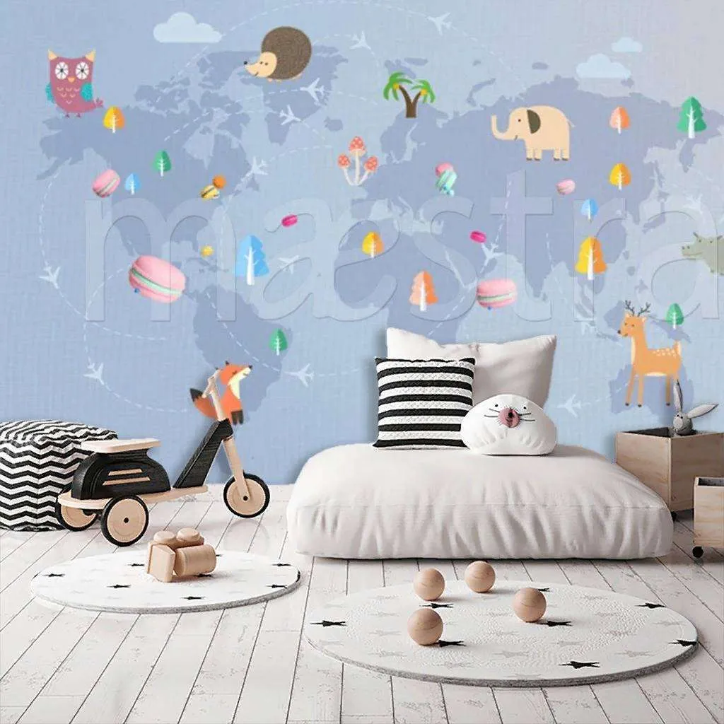 Фотообои в интерьере карта детская без названий  15-133 фото